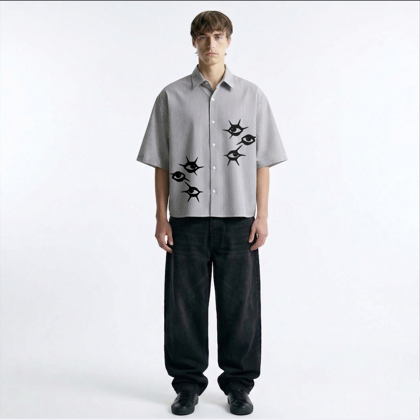 Phantom Eyes Stripe Oversized Shirt