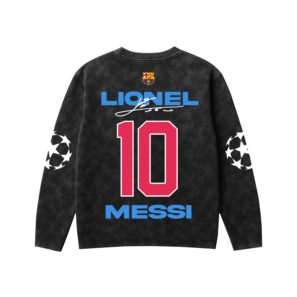 Messi Acid Wash Full Sleeve Tee