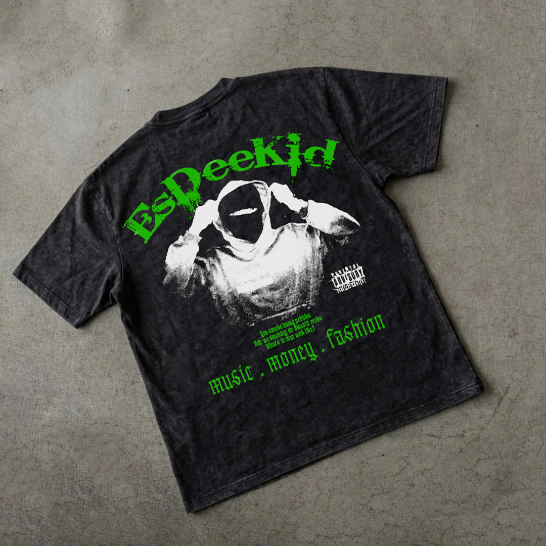 EsDeekid Street Acid Wash Oversized Tee